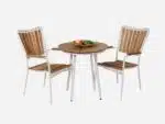 Cafesæt Teak Eva 70 cm Ø Hvid
