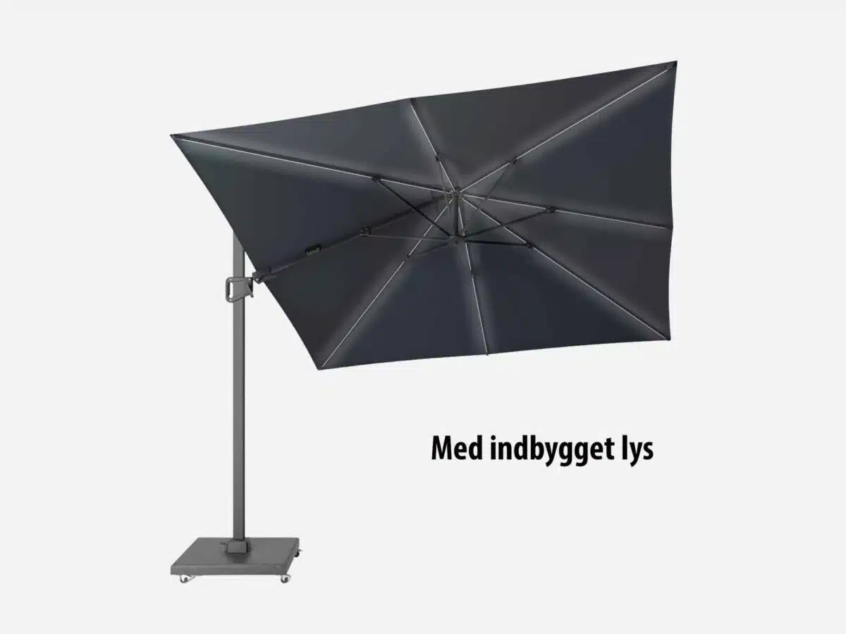 Hængeparasol med LED lys Bermuda Antracit – 300×300 cm