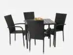 Havemøbelsæt 90x90 med 4 stabelstole Anita