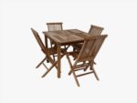Havemøbelsæt Teak 4 stole og bord 90x90 cm