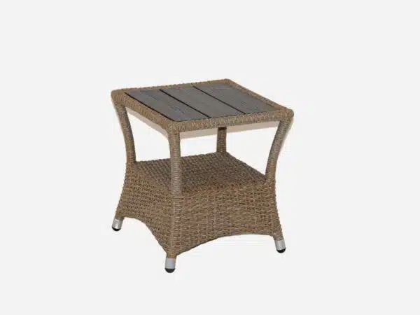 Sidebord lys polyrattan 40x40 cm Queens