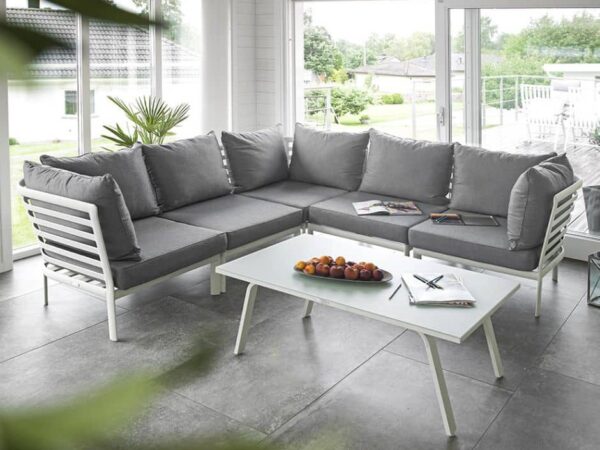 Hjørnesofa Hvid Aluminium Linæs